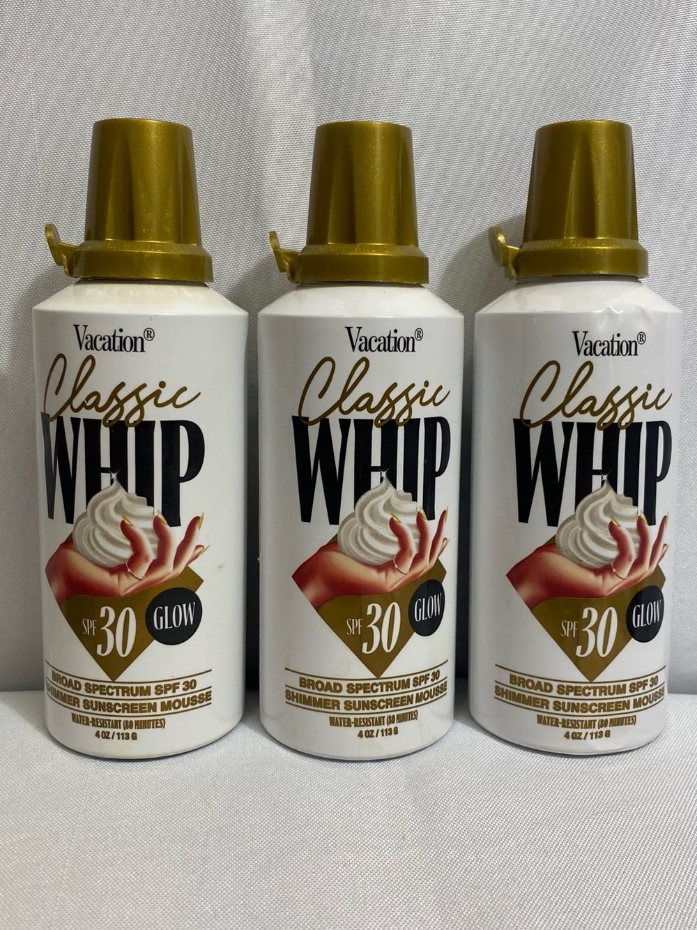 Vacation Classic Whip SPF 30 Shimmer Sunscreen Mousse - Gold/White